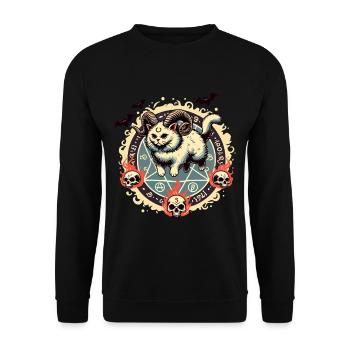 Cute Lucifer Cat Funny Cats Summoning - Unisex Sweatshirt - black - Front - Alina (178cm) & Michal (187cm)
