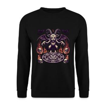 Creepy Devil Cat Dark Cats Summoning - Unisex Sweatshirt - black - Front - Alina (178cm) & Michal (187cm)