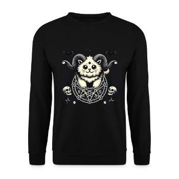 Cute Lucifer Cat Funny Cats Summoning - Unisex Sweatshirt - black - Front - Alina (178cm) & Michal (187cm)