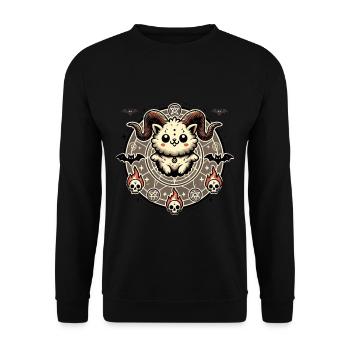 Kawaii Lucifer Cat Funny Cats Summoning - Unisex Sweatshirt - black - Front - Alina (178cm) & Michal (187cm)