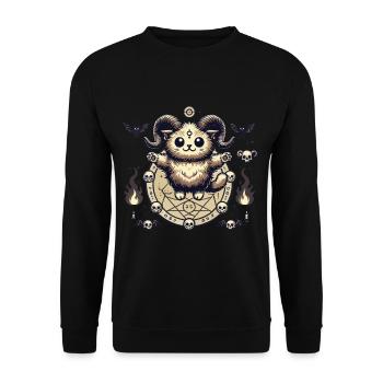 Kawaii Lucifer Cat Funny Cats Summoning - Unisex Sweatshirt - black - Front - Alina (178cm) & Michal (187cm)