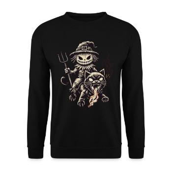 Creepy Devil Cat Dark Cats Design - Unisex Sweatshirt - black - Front - Alina (178cm) & Michal (187cm)
