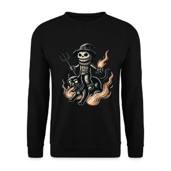 diCreepy Devil Cat Dark Cats Design - Unisex Sweatshirt - black - Front - Alina (178cm) & Michal (187cm)