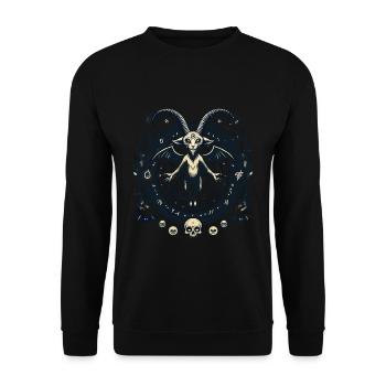 Creepy Devil Cat Dark Cats Summoning - Unisex Sweatshirt - black - Front - Alina (178cm) & Michal (187cm)