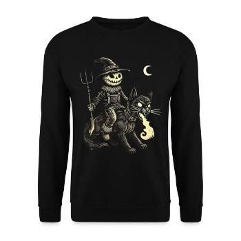 Creepy Devil Cat Dark Cat Rider - Unisex Sweatshirt - black - Front - Alina (178cm) & Michal (187cm)