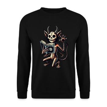 Creepy Goth Cat Dark Cat Design Halloween - Unisex Sweatshirt - black - Front - Alina (178cm) & Michal (187cm)