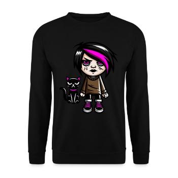 Pastell Goth Style Mürrischer Katzenliebhaber Goth - Unisex Pullover - Schwarz - Vorne - Alina (178cm) & Michal (187cm)