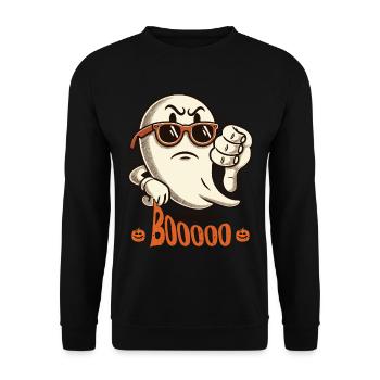 Booing Ghost Funny Ghost Halloween Design - Unisex Sweatshirt - black - Front - Alina (178cm) & Michal (187cm)