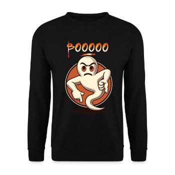 Booing Ghost Funny Ghost Design Word Game - Unisex Sweatshirt - black - Front - Alina (178cm) & Michal (187cm)