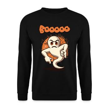 Booing Ghost Funny Ghost Design Word Game - Unisex Sweatshirt - black - Front - Alina (178cm) & Michal (187cm)