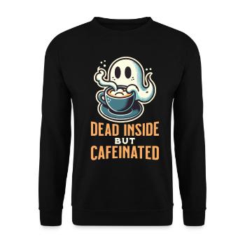 Lustiges Kaffee Gespenst Halloween Spruch Design - Unisex Pullover - Schwarz - Vorne - Alina (178cm) & Michal (187cm)
