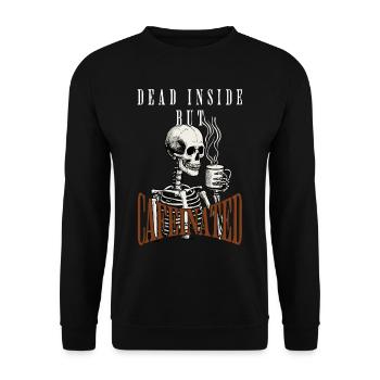 Lustiger Kaffee Spruch zu Halloween - Unisex Pullover - Schwarz - Vorne - Alina (178cm) & Michal (187cm)
