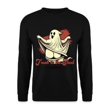 Freak in the Sheet Humorous Sarcastic Halloween - Unisex Sweatshirt - black - Front - Alina (178cm) & Michal (187cm)