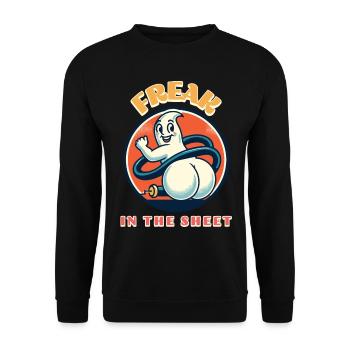 Freak In The Sheet Funny Ghost Design - Unisex Sweatshirt - black - Front - Alina (178cm) & Michal (187cm)