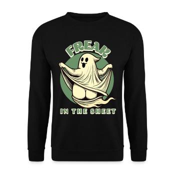 Freak in the Sheet Funny Halloween Ghost - Unisex Sweatshirt - black - Front - Alina (178cm) & Michal (187cm)