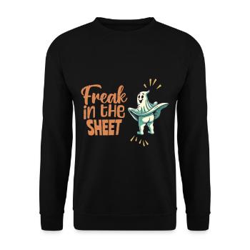 Freak in the Sheet Funny Halloween Ghost - Unisex Sweatshirt - black - Front - Alina (178cm) & Michal (187cm)