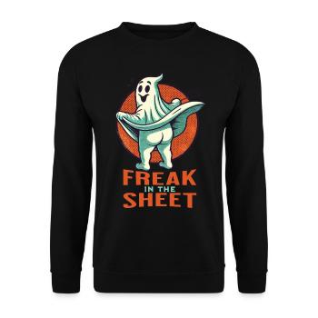 Ghost Shows Butt Freak in Sheet Retro Style - Unisex Sweatshirt - black - Front - Alina (178cm) & Michal (187cm)