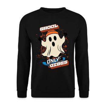 Ghoul Vibes Only Funny Halloween Saying Design - Unisex Sweatshirt - black - Front - Alina (178cm) & Michal (187cm)