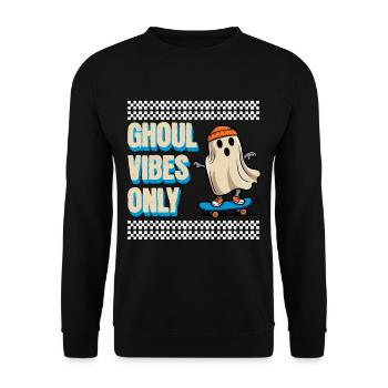 Ghoul Vibes Only Funny Halloween Saying Design - Unisex Sweatshirt - black - Front - Alina (178cm) & Michal (187cm)