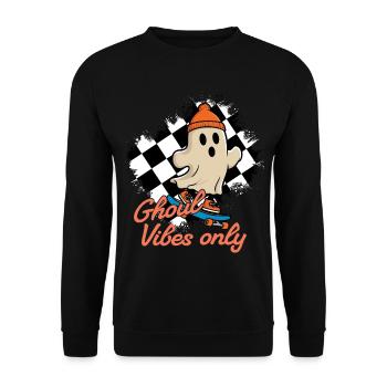 Ghoul Vibes Only Funny Halloween Saying - Unisex Sweatshirt - black - Front - Alina (178cm) & Michal (187cm)