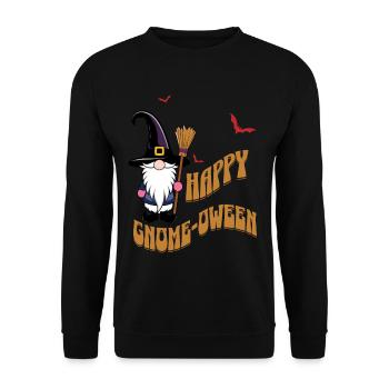 Happy Gnome-Oween Funny Halloween Saying - Unisex Sweatshirt - black - Front - Alina (178cm) & Michal (187cm)