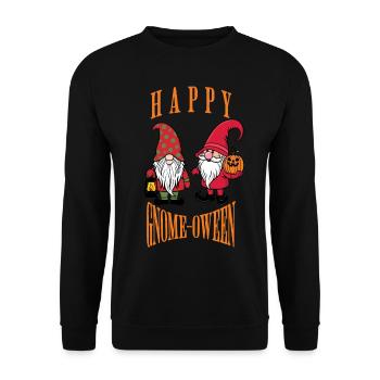 Happy Gnome-Oween Funny Halloween Saying - Unisex Sweatshirt - black - Front - Alina (178cm) & Michal (187cm)