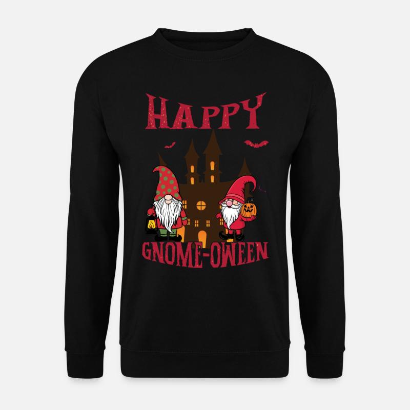 Happy Gnome-Oween Lustiger Halloween Spruch - Unisex Pullover - Schwarz