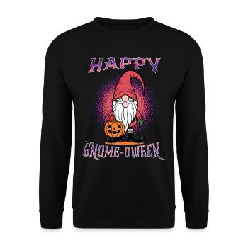 Happy Gnome-Oween Funny Halloween Gnome Saying - Unisex Sweatshirt - black - Front - Alina (178cm) & Michal (187cm)