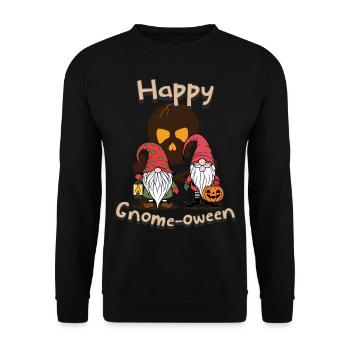 Happy Gnome-Oween Funny Halloween Gnome Saying - Unisex Sweatshirt - black - Front - Alina (178cm) & Michal (187cm)