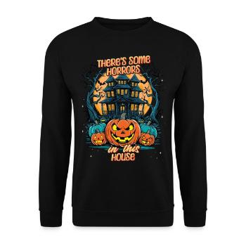 Il y a des horreurs dans cette maison qui dit - Sweat-shirt Unisexe - noir - Devant - Alina (178cm) & Michal (187cm)