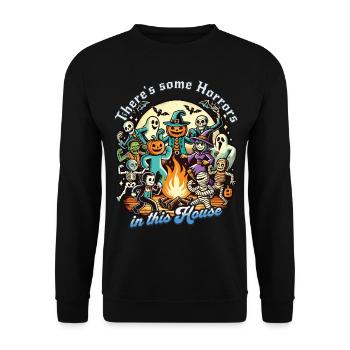 There's Some Horrors In This House Saying - Unisex Sweatshirt - black - Front - Alina (178cm) & Michal (187cm)