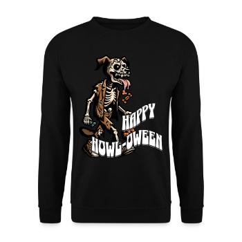chiens heureux hurlement drôle d’halloween dicton d’halloween - Sweat-shirt Unisexe - noir - Devant - Alina (178cm) & Michal (187cm)