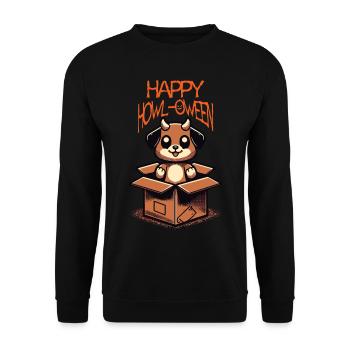 Happy Howl-Oween Funny Dog Halloween Saying - Unisex Sweatshirt - black - Front - Alina (178cm) & Michal (187cm)