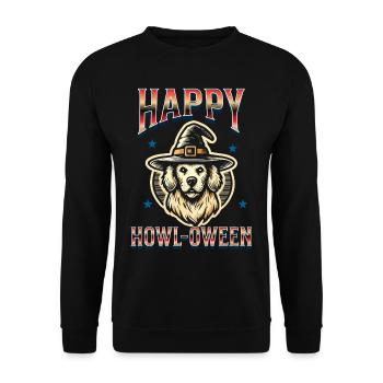 Happy Howl-Oween Drôle Halloween Chien Dire - Sweat-shirt Unisexe - noir - Devant - Alina (178cm) & Michal (187cm)