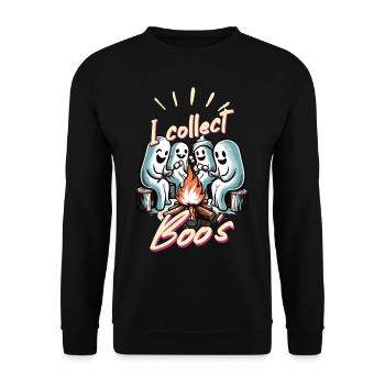 Je collectionne Boos Funny Ghost Collector Vintage - Sweat-shirt Unisexe - noir - Devant - Alina (178cm) & Michal (187cm)