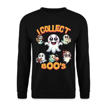 Je collectionne Boos Funny Ghost Collector Vintage - Sweat-shirt Unisexe - noir - Devant - Alina (178cm) & Michal (187cm)