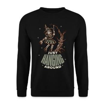 Funny Halloween Saying Just Hanging Around - Unisex Sweatshirt - black - Front - Alina (178cm) & Michal (187cm)