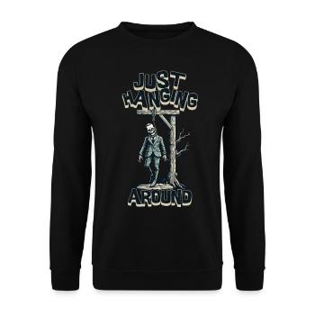 Lustiger Halloween Zombie Spruch Sarkastisch - Unisex Pullover - Schwarz - Vorne - Alina (178cm) & Michal (187cm)
