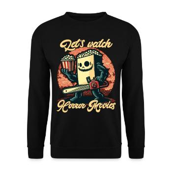 Funny Saying Design Let's Watch Horror Movies - Unisex Sweatshirt - black - Front - Alina (178cm) & Michal (187cm)