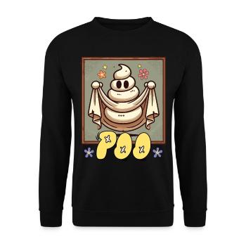 Lustiges Kackhaufen Gespenst Poo Anstatt Boo - Unisex Pullover - Schwarz - Vorne - Alina (178cm) & Michal (187cm)