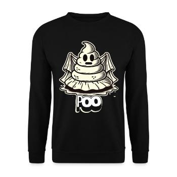 Lustiges Kackhaufen Gespenst Humorvolles Kacke - Unisex Pullover - Schwarz - Vorne - Alina (178cm) & Michal (187cm)