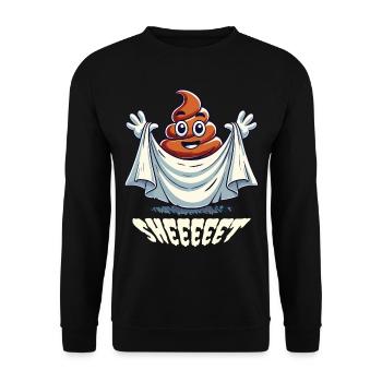 Lustiges Kackhaufen Gespenst Humorvolles Design - Unisex Pullover - Schwarz - Vorne - Alina (178cm) & Michal (187cm)