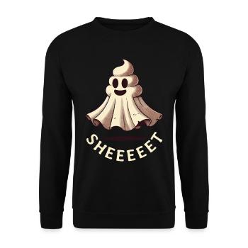 Lustiges Kackhaufen Gespenst Humorvolle Kacke - Unisex Pullover - Schwarz - Vorne - Alina (178cm) & Michal (187cm)