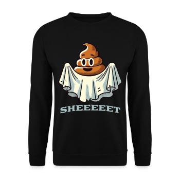 Lustiges Kackhaufen Gespenst Sheet Gespenst - Unisex Pullover - Schwarz - Vorne - Alina (178cm) & Michal (187cm)