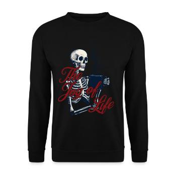 Unheimliche Verkleidung Lustiger Kaffeeliebhaber - Unisex Pullover - Schwarz - Vorne - Alina (178cm) & Michal (187cm)