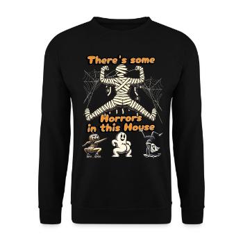 There's Some Horrors Lustiger Halloween Spruch - Unisex Pullover - Schwarz - Vorne - Alina (178cm) & Michal (187cm)