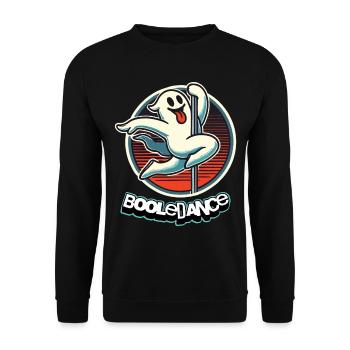 Lustiger Boole-dance Spruch Pole Dance Gespenst - Unisex Pullover - Schwarz - Vorne - Alina (178cm) & Michal (187cm)