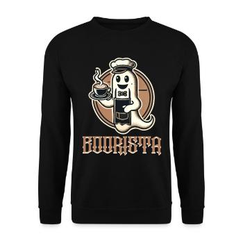 Café drôle disant Boorista Halloween fantôme - Sweat-shirt Unisexe - noir - Devant - Alina (178cm) & Michal (187cm)