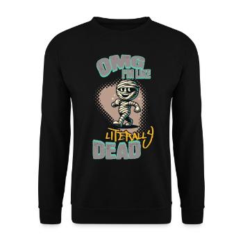 Funny Halloween Saying OMG I'm Dead - Unisex Sweatshirt - black - Front - Alina (178cm) & Michal (187cm)