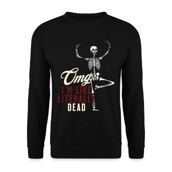 Funny Halloween Saying OMG I'm Dead - Unisex Sweatshirt - black - Front - Alina (178cm) & Michal (187cm)